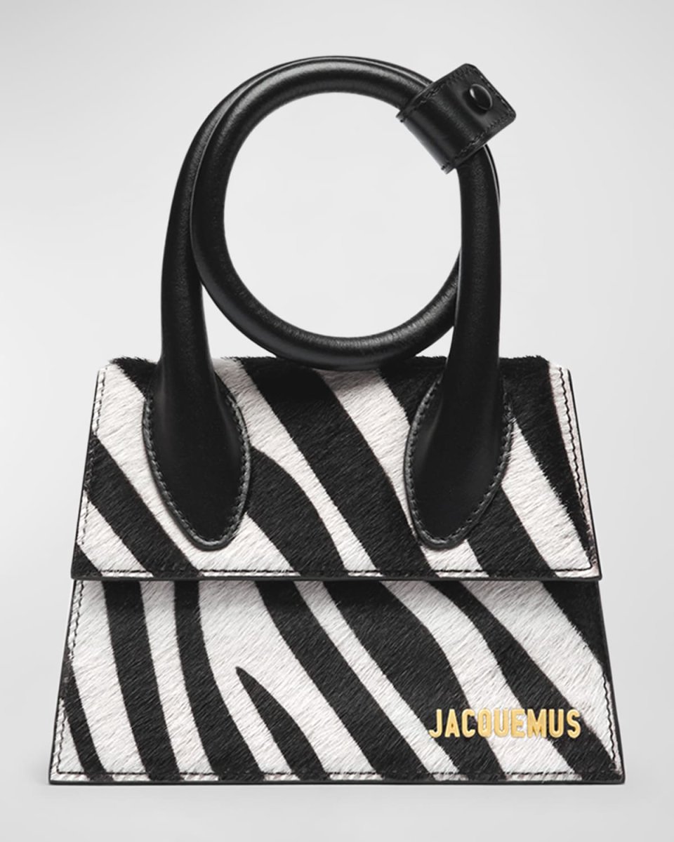 Le Chiquito Noeud Zebra Printed Leather Top-Handle Bag